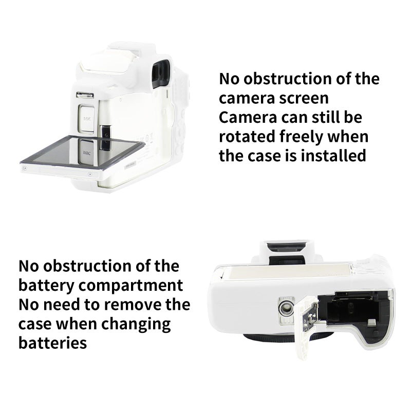 Easy Hood Camera Case for Canon EOS M50/M50 Mark II Digital Camera, Anti-Scratch Soft Silicone Case Cover Housing Protective Cover Protector Camera Body Skin Case (White) - Image 3